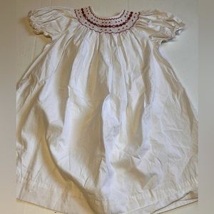 Silly Goose smocked white girls dress